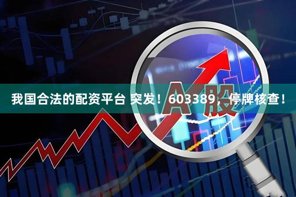 我国合法的配资平台 突发！603389，停牌核查！