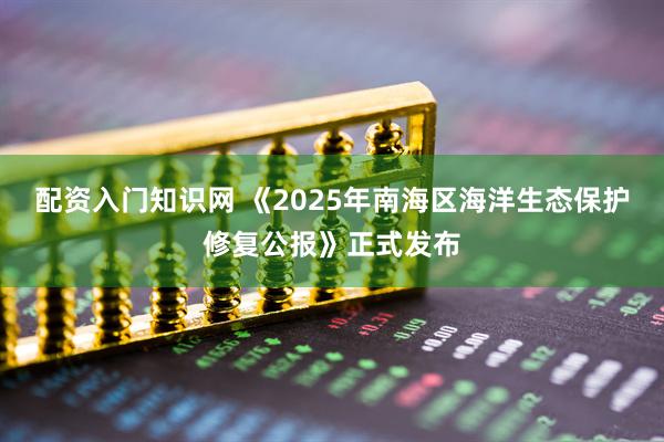 配资入门知识网 《2025年南海区海洋生态保护修复公报》正式发布